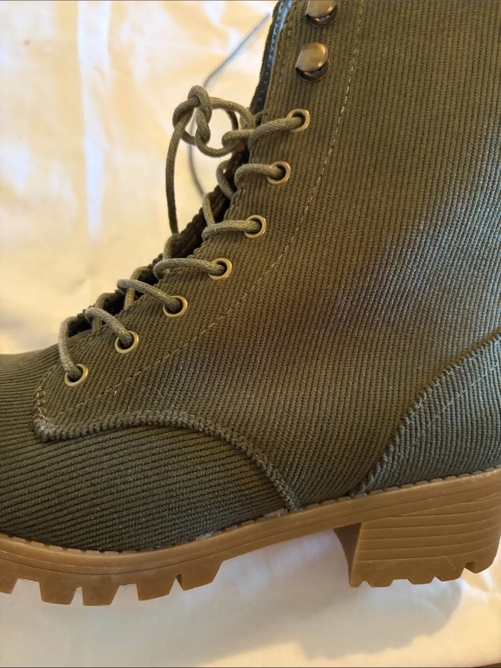 Sonoma Olive Lace-Up Combat Boots with Tan Lug Sole - Picture 6 of 9